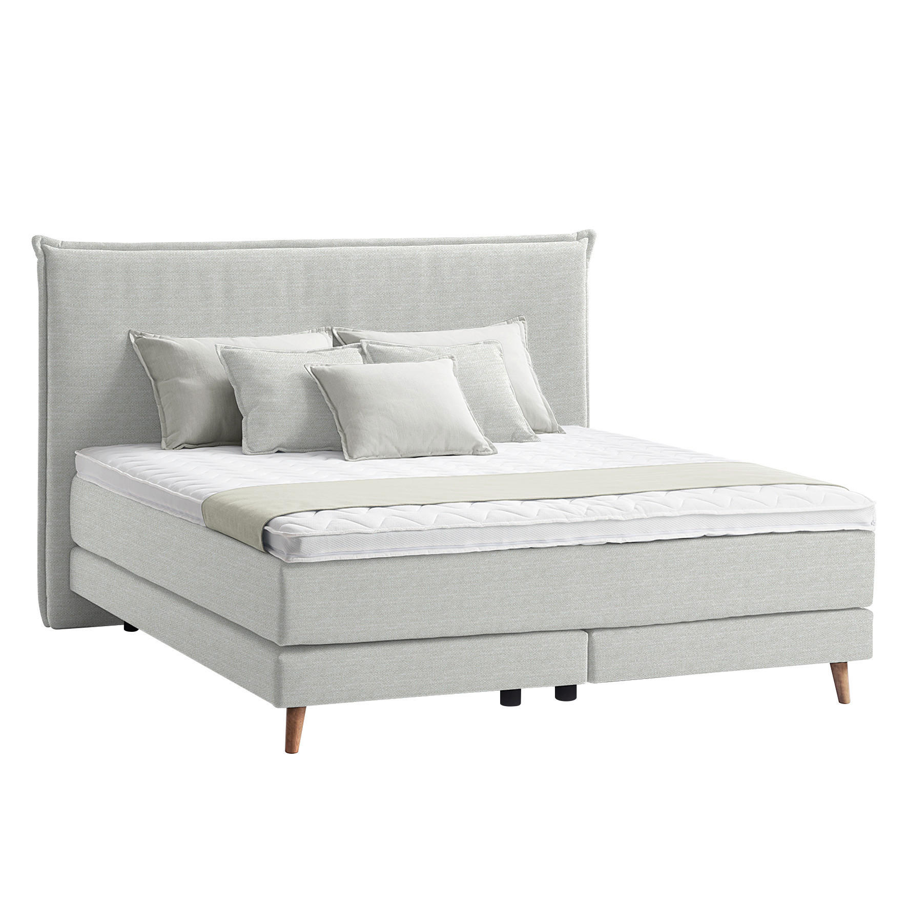 BOXSPRINGBETT 180/200 cm  in Hellgrau  - Eichefarben/Hellgrau, Design, Holzwerkstoff/Textil (180/200cm) - home24