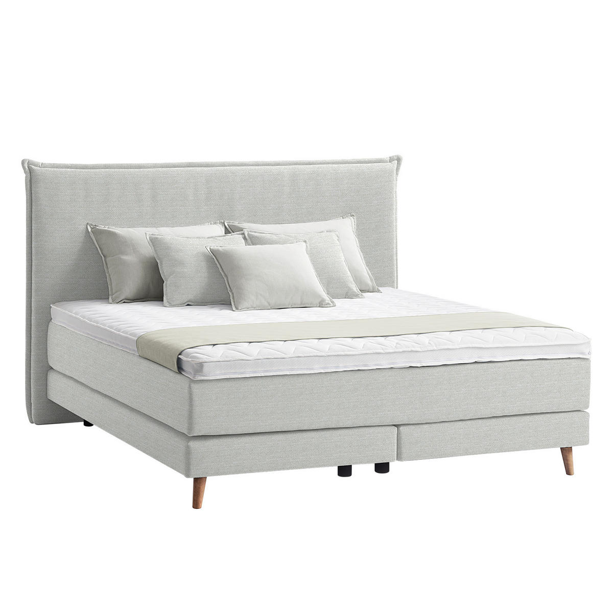 BOXSPRINGBETT 140/200 cm  in Hellgrau  - Eichefarben/Hellgrau, Design, Holzwerkstoff/Textil (140/200cm) - home24