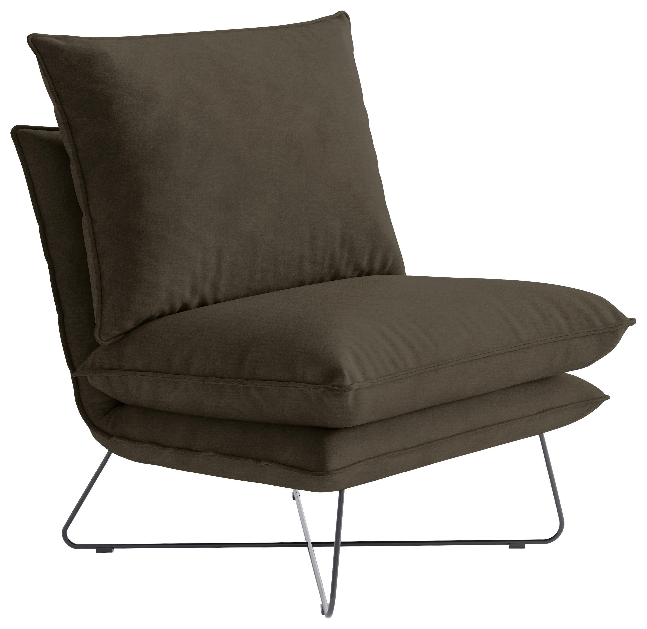 SESSEL in Velours Braun  - Schwarz/Braun, Design, Textil/Metall (72/84/90cm) - Livetastic