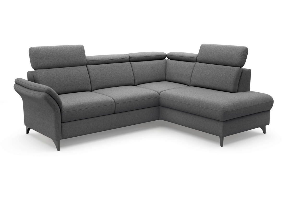 ECKSOFA Flachgewebe Dunkelgrau  - Dunkelgrau/Schwarz, Konventionell, Textil/Metall (247/193cm) - Sit & More