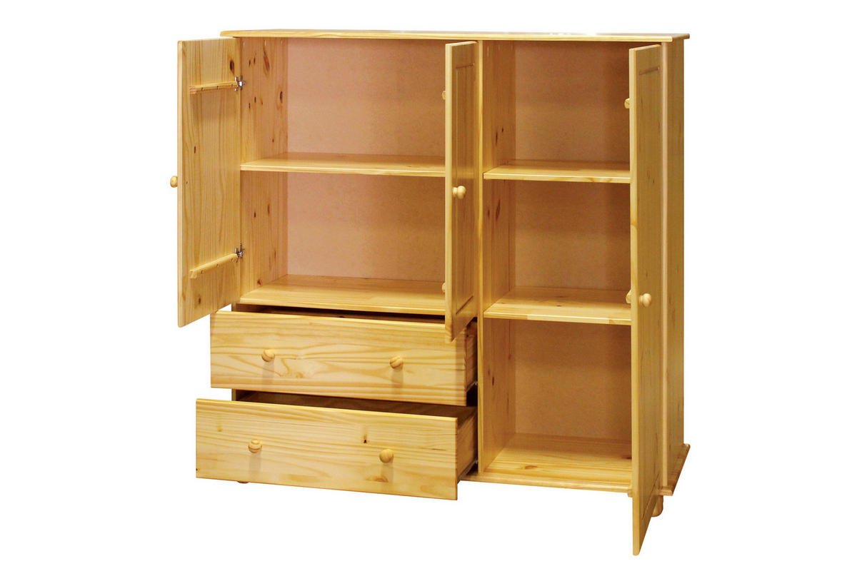 GARDEROB MED GÅNGJÄRN 132/136/43 cm 3-dörrar - naturfärgad, Natur, trä (132/136/43cm) - Livetastic