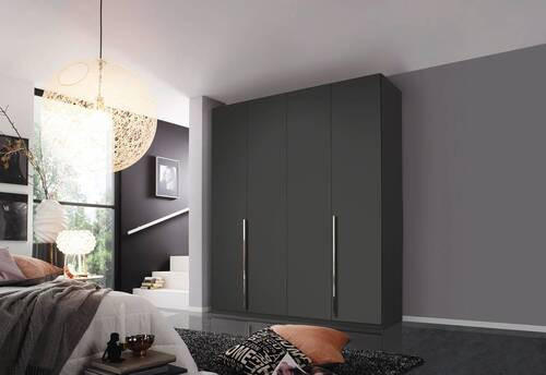 DREHTÜRENSCHRANK  in Graphitfarben  - Chromfarben/Graphitfarben, Design, Holzwerkstoff/Metall (201/223/60cm) - home24