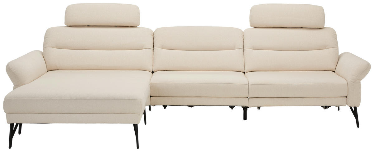 ECKSOFA Flachgewebe Creme  - Anthrazit/Creme, Design, Textil/Metall (195/328cm) - Johann Jakob