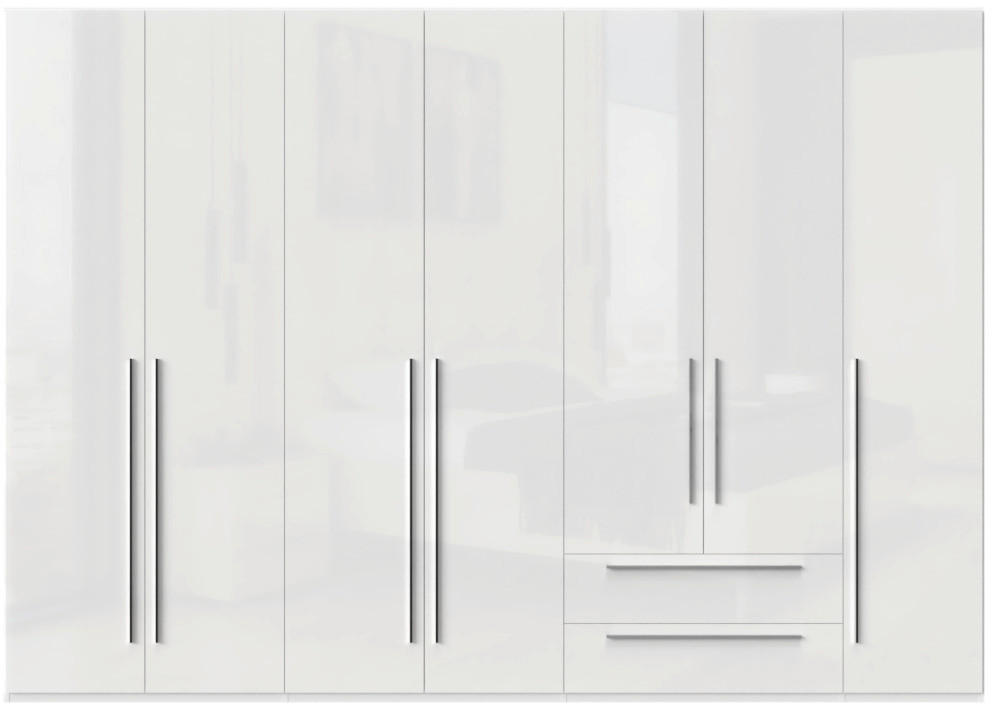 ORMAR SA KLASIČNIM VRATIMA bela, bela visoki sjaj  317/224/56 cm  - bela visoki sjaj/bela, Dizajnerski, pločasti materijal/plastika (317/224/56cm)