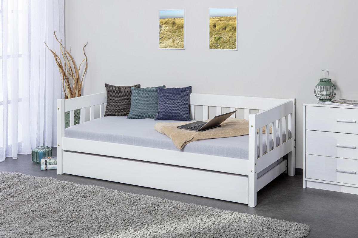 POSTEĽ, 90/200 cm biela - biela, Konventionell, drevo (90/200cm) - Carryhome