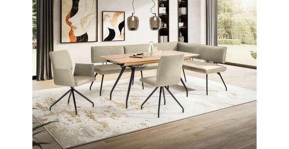 STUHL  , fleckschutzimprägniert, Stoffauswahl, Typenauswahl  , Mikrofaser  ,  - Beige/Schwarz, Design, Textil/Metall (49/91/60cm) - Moderano