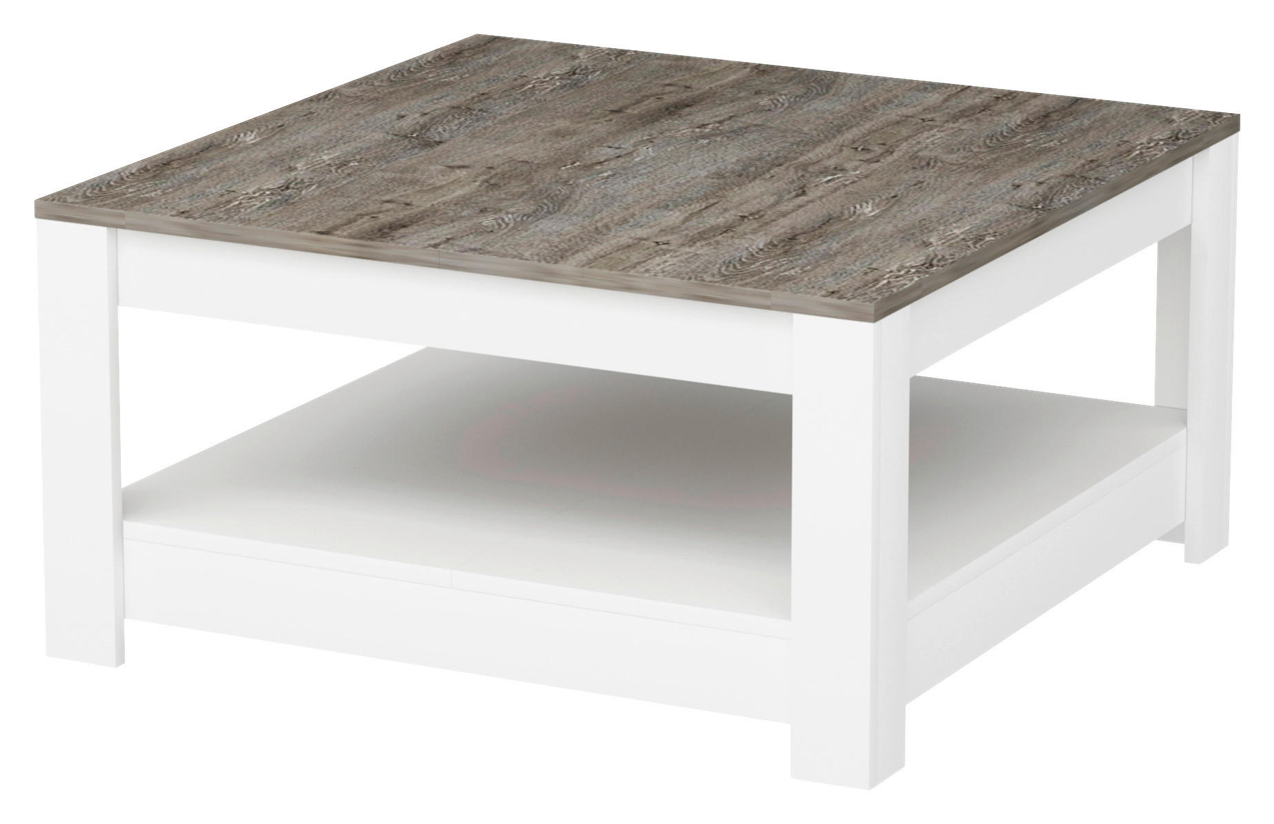 COUCHTISCH Holzwerkstoff 89/89/45 cm  - Eiche dunkel/Weiss, Design, Holzwerkstoff (89/89/45cm) - Livetastic