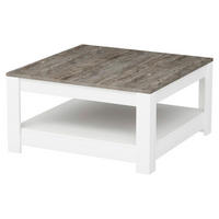 COUCHTISCH Holzwerkstoff 89/89/45 cm  - Eiche dunkel/Weiss, Design, Holzwerkstoff (89/89/45cm) - Livetastic