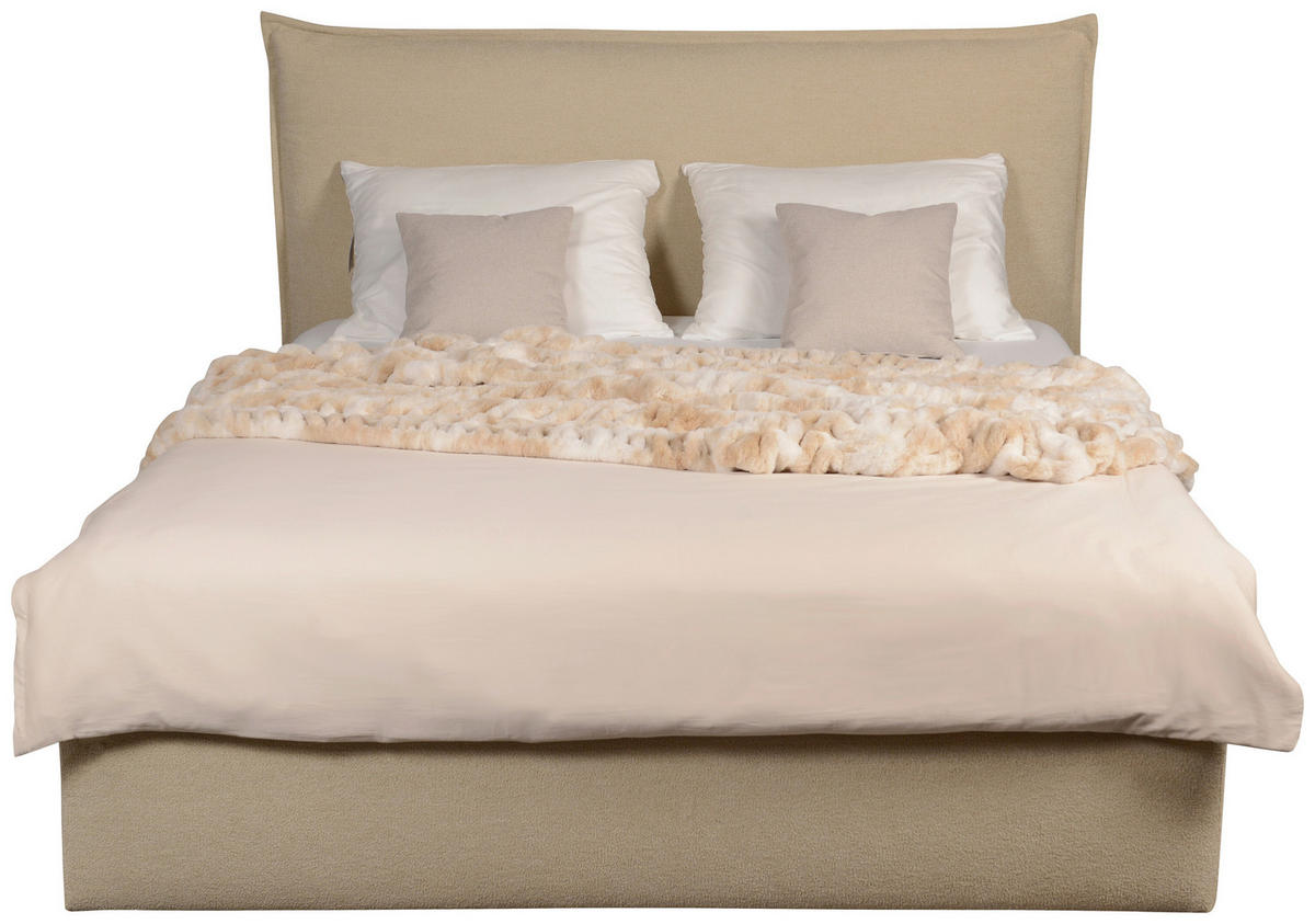 OBLAZINJENA POSTELJA   x  , tekstil bež  - barve bukve/bež, Basics, tekstil/les (180/200cm) - Meblojogi