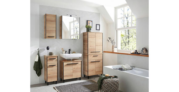 HÄNGESCHRANK  - Eichefarben/Schwarz, Natur, Glas/Holzwerkstoff - Xora