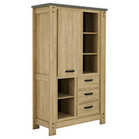 VITRINE BROCELIANDE in Grau, Eichefarben  - Eichefarben/Schwarz, MODERN, Holzwerkstoff/Metall (124/202/50cm) - MID.YOU