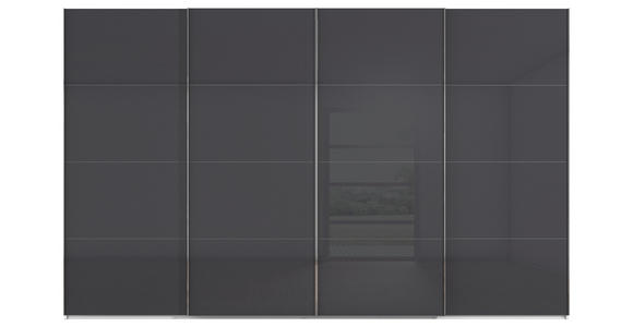 SCHWEBETÜRENSCHRANK  in Schwarz, Weiß  - Chromfarben/Schwarz, Design, Glas/Holzwerkstoff (361/223/68cm) - Novel