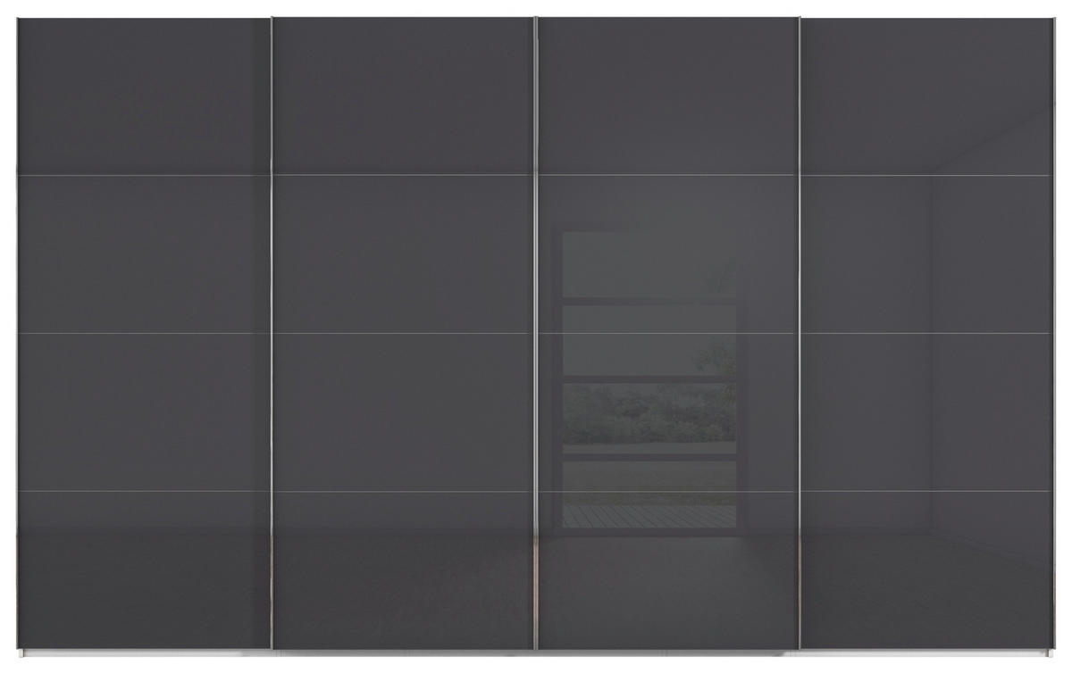 SCHWEBETÜRENSCHRANK 361/223/68 cm 4-türig Schwarz, Weiß  - Chromfarben/Schwarz, Design, Glas/Holzwerkstoff (361/223/68cm) - Novel