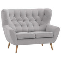 2-SITZER-SOFA in Mikrofaser Taupe  - Taupe/Eichefarben, Design, Holz/Holzwerkstoff (138/104/92cm) - Stylife