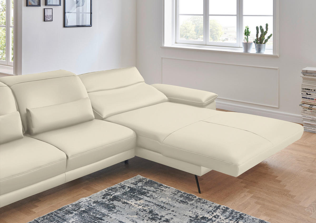 ECKSOFA in Echtleder Naturfarben  - Schwarz/Naturfarben, Design, Leder/Metall (328/193cm) - Dieter Knoll