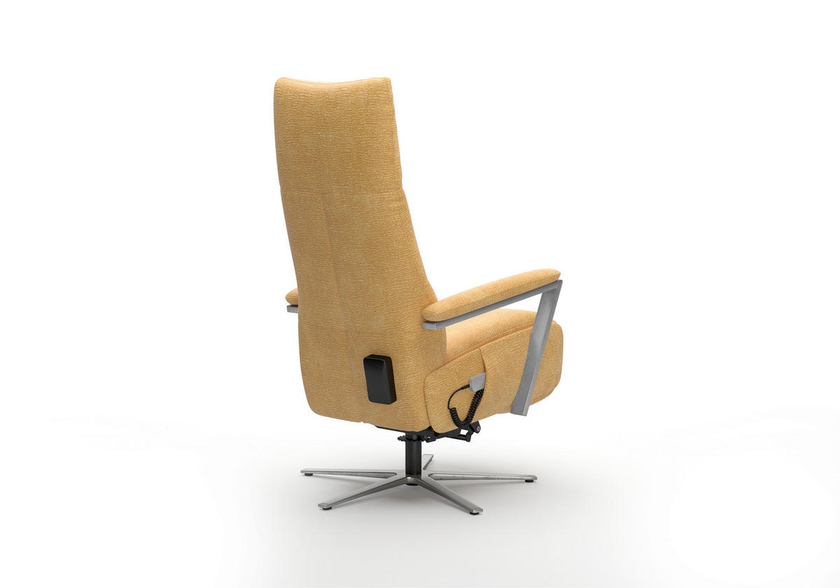 RELAXSESSEL TV VARIO COMFORT E S1 Chenille Kopfteilverstellung, Rücken echt    - Gelb/Silberfarben, Basics, Textil/Metall (70/124/85cm) - Sit & More