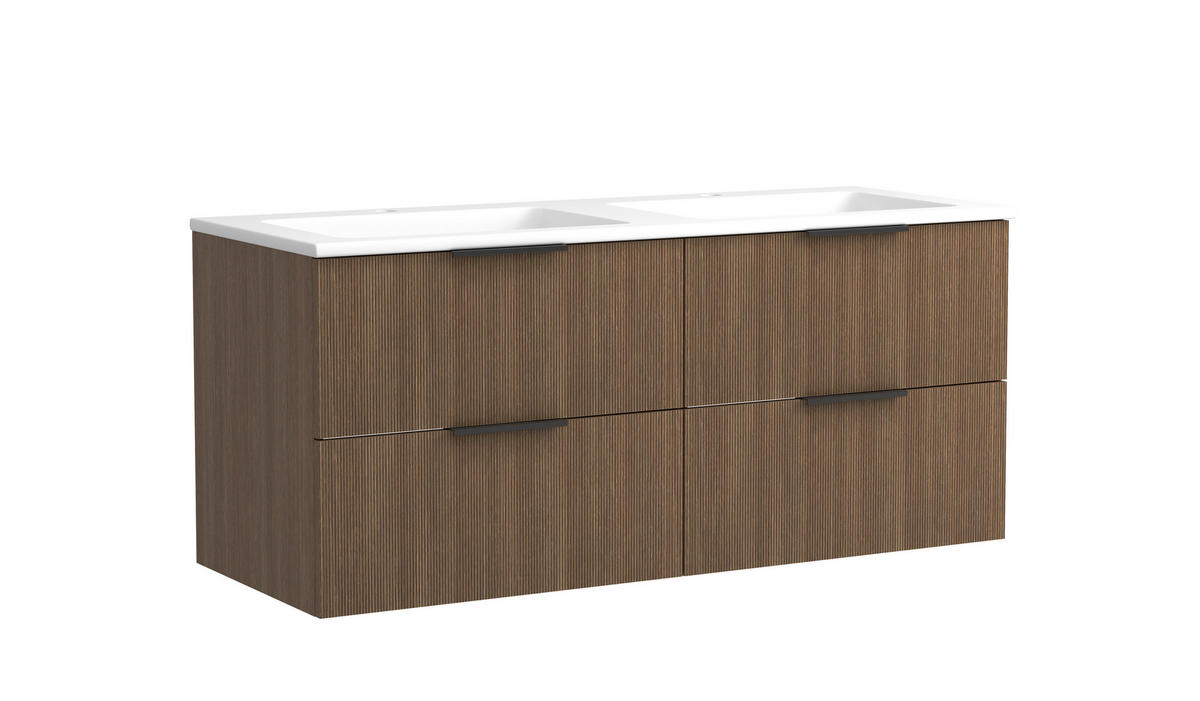 WASCHTISCHKOMBI  - Dunkelbraun/Schwarz, Natur, Holzwerkstoff/Stein (120/54/47cm) - Held