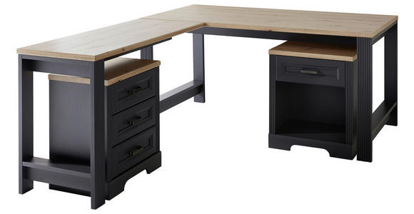 ANBAUSCHREIBTISCH 120/76/50 cm in Graphitfarben, Eiche Artisan - Graphitfarben/Eiche Artisan, KONVENTIONELL, Holzwerkstoff (120/76/50cm) - Carryhome