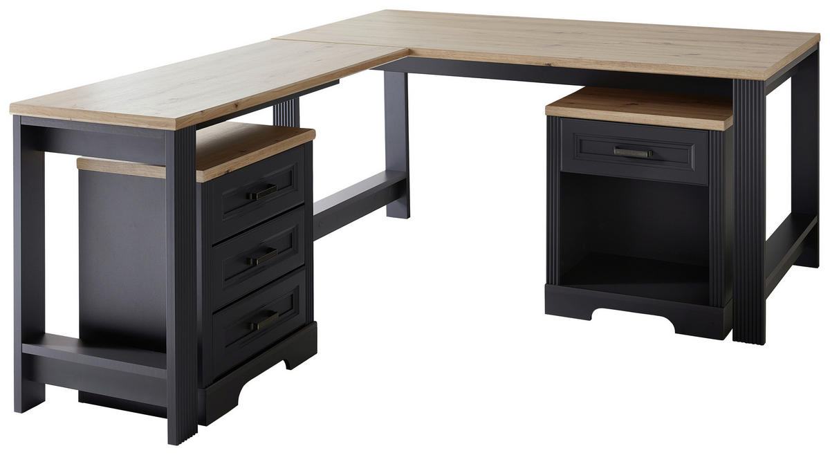 ANBAUSCHREIBTISCH 120/76/50 cm  in Graphitfarben, Eiche Artisan  - Graphitfarben/Eiche Artisan, KONVENTIONELL, Holzwerkstoff (120/76/50cm) - Carryhome