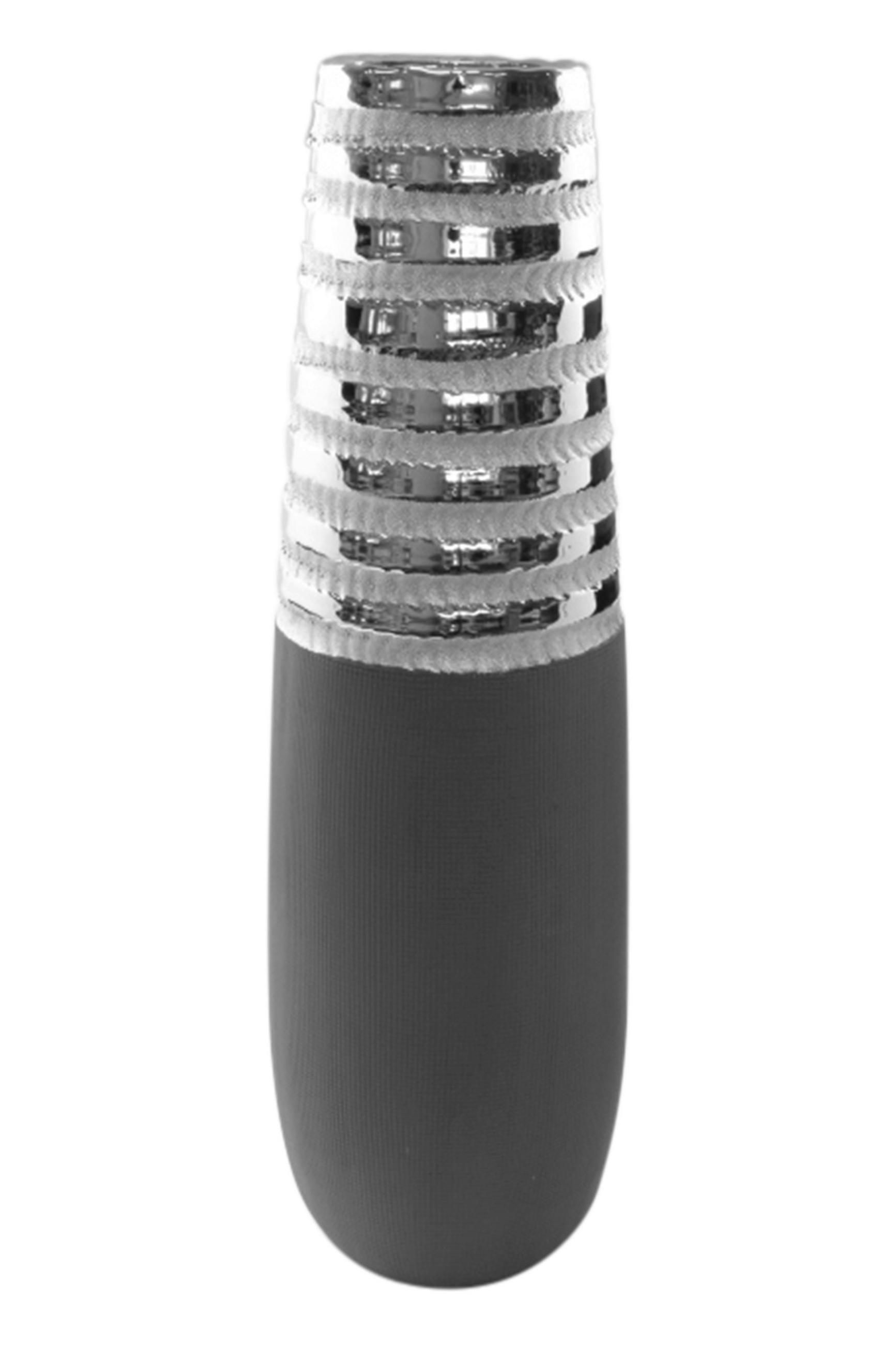 XXXLutz Bodenvase Newtown Grau, Silber 15x65x15 cm