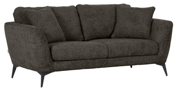 2-SITZER-SOFA in Chenille Dunkelgrau  - Dunkelgrau/Schwarz, KONVENTIONELL, Textil/Metall (190/70/98cm) - Carryhome