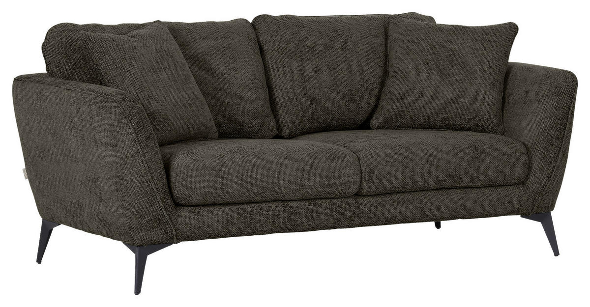 2-SITZER-SOFA in Chenille Dunkelgrau  - Dunkelgrau/Schwarz, Konventionell, Textil/Metall (190/70/98cm) - Carryhome
