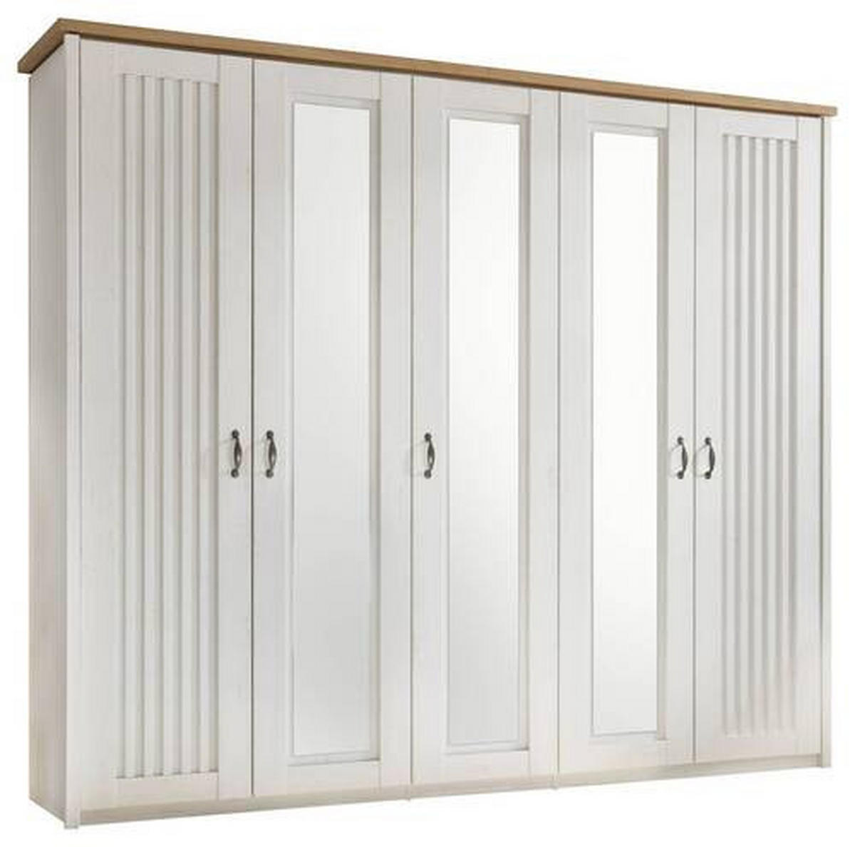 DREHTÜRENSCHRANK 265/224/60 cm 5-türig Weiß, Eichefarben  - Eichefarben/Schwarz, LIFESTYLE, Holzwerkstoff/Metall (265/224/60cm) - Landscape