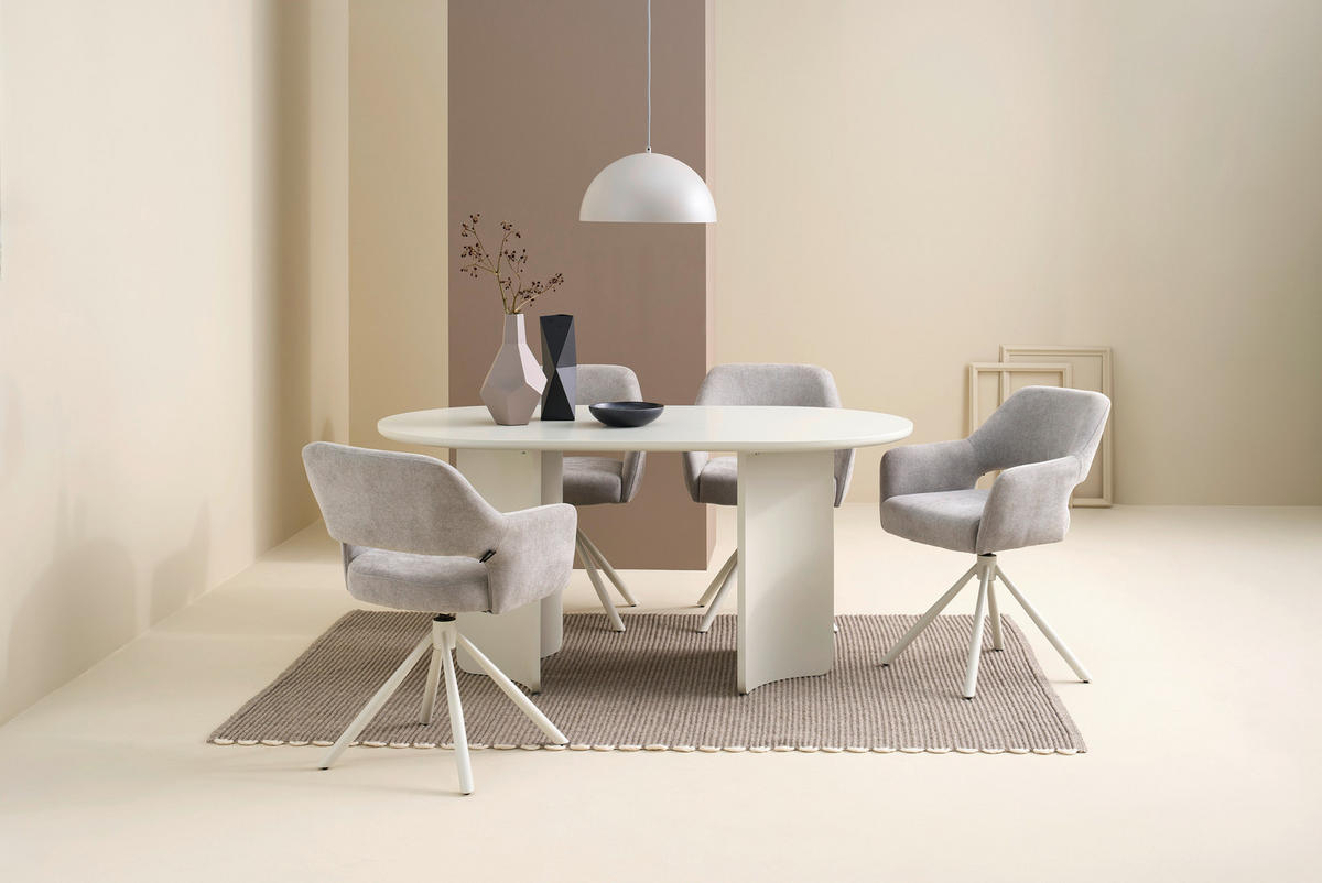ESSTISCH 160/90/76 cm Nachbildung  Holzwerkstoff oval Seidengrau  - Seidengrau, MODERN, Holzwerkstoff (160/90/76cm) - Schöner Wohnen