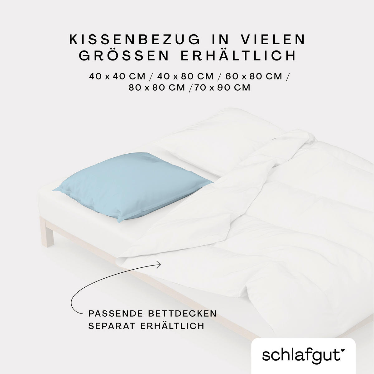 KISSENHÜLLE WOVEN SATIN 40/40 cm  - Hellblau, Basics, Textil (40/40cm) - Schlafgut