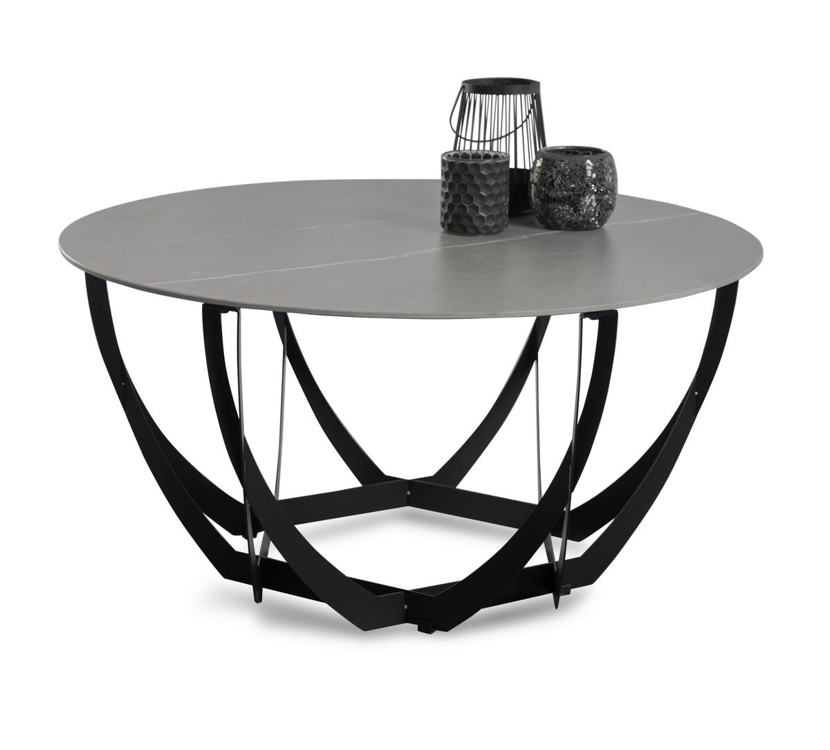 COUCHTISCH 80/80/40 cm rund Grau, Schwarz  - Schwarz/Grau, Basics, Stein/Metall (80/80/40cm) - Xora