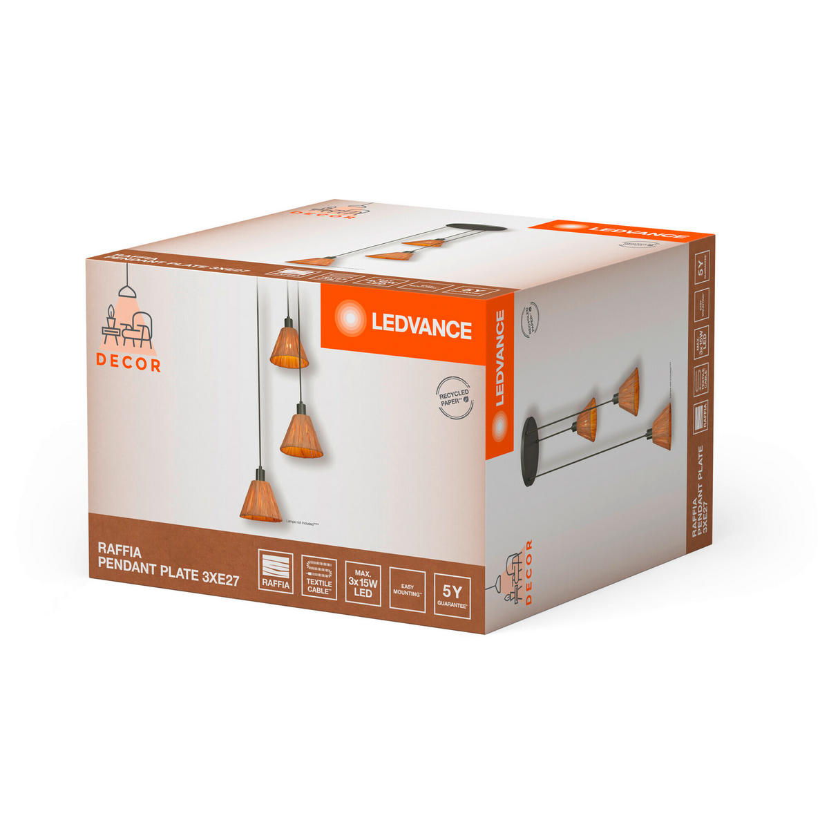 PENDELLEUCHTE 43/125 cm  - Natur, Naturmaterialien/Metall (43/125cm) - Ledvance