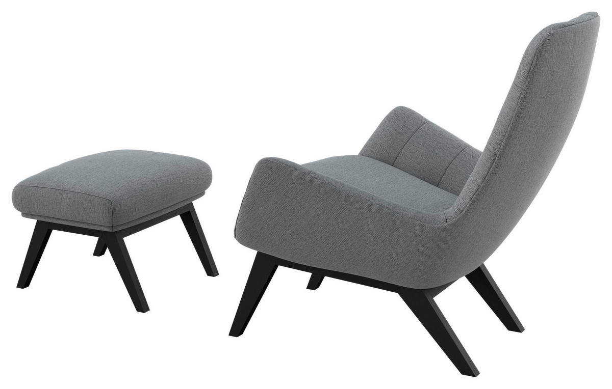 SESSELSET Flachgewebe Hocker    - Schwarz/Grau, Design, Holz/Textil (84/95/96cm) - MID.YOU