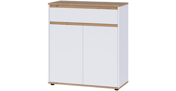 KOMMODE , 80/93/38 cm, 1 Schublade(n)  - Schwarz/Weiß, MODERN, Holzwerkstoff/Kunststoff (80/93/38cm) - Carryhome