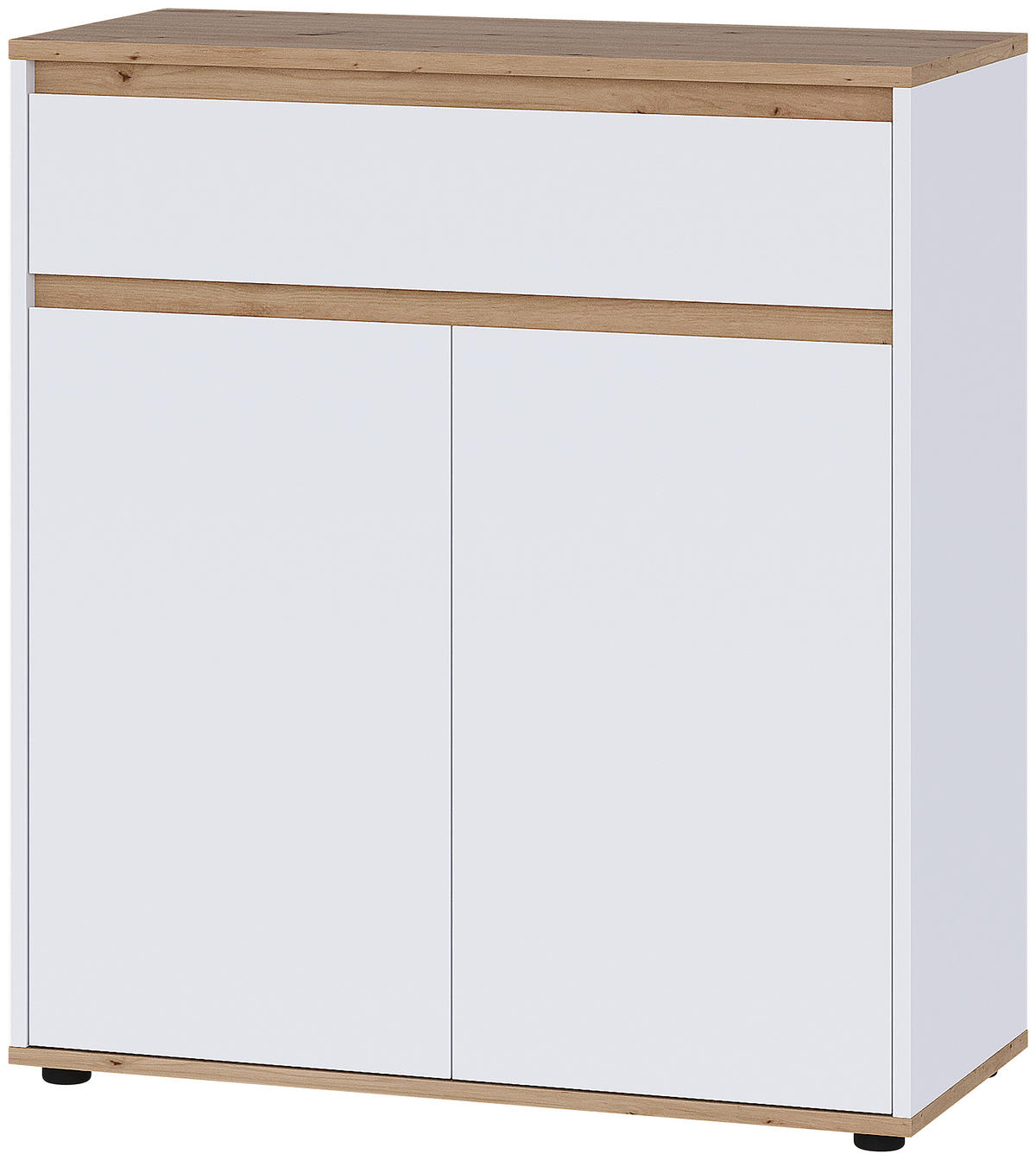 KOMMODE , 80/93/38 cm, 1 Schublade(n)  - Schwarz/Weiß, MODERN, Holzwerkstoff/Kunststoff (80/93/38cm) - Carryhome