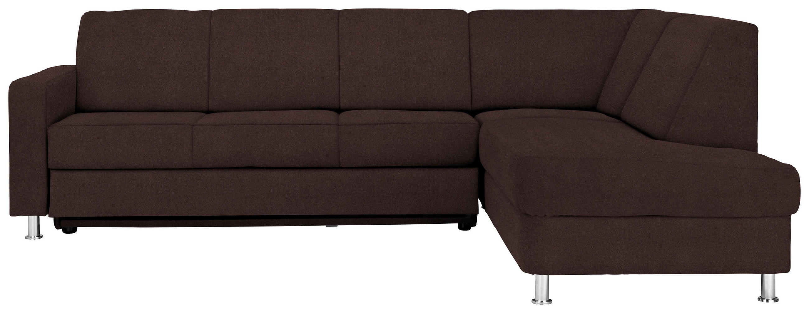 ECKSOFA  in Flachgewebe Braun Schlaffunktion  256/198 cm  - Chromfarben/Braun, Design, Textil/Metall (256/198cm) - Xora
