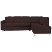 ECKSOFA Flachgewebe Braun  - Chromfarben/Braun, Design, Textil/Metall (256/198cm) - Xora