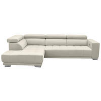 ECKSOFA in Mikrofaser Weiß  207/301 cm  - Chromfarben/Weiß, Design, Textil/Metall (207/301cm) - Xora