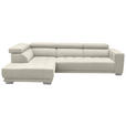 ECKSOFA in Mikrofaser Weiß  207/301 cm  - Chromfarben/Weiß, Design, Textil/Metall (207/301cm) - Xora