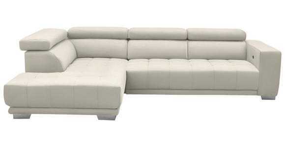 ECKSOFA in Mikrofaser Weiß  207/301 cm  - Chromfarben/Weiß, Design, Textil/Metall (207/301cm) - Xora