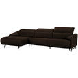 ECKSOFA in Echtleder Dunkelbraun  165/313 cm  - Dunkelbraun/Schwarz, Design, Leder/Metall (165/313cm) - Emilio Belluti