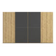 SCHWEBETÜRENSCHRANK 360/223/68 cm 4-türig Schwarz, Eichefarben  - Eichefarben/Schwarz, Design, Glas/Holz (360/223/68cm) - Novel