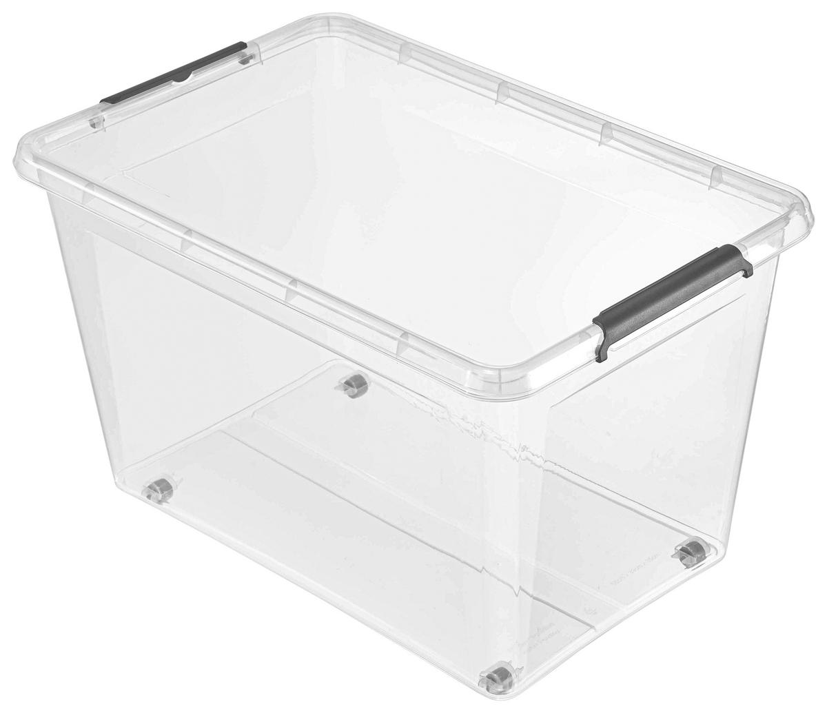Transparente Box mit Deckel und Rollen