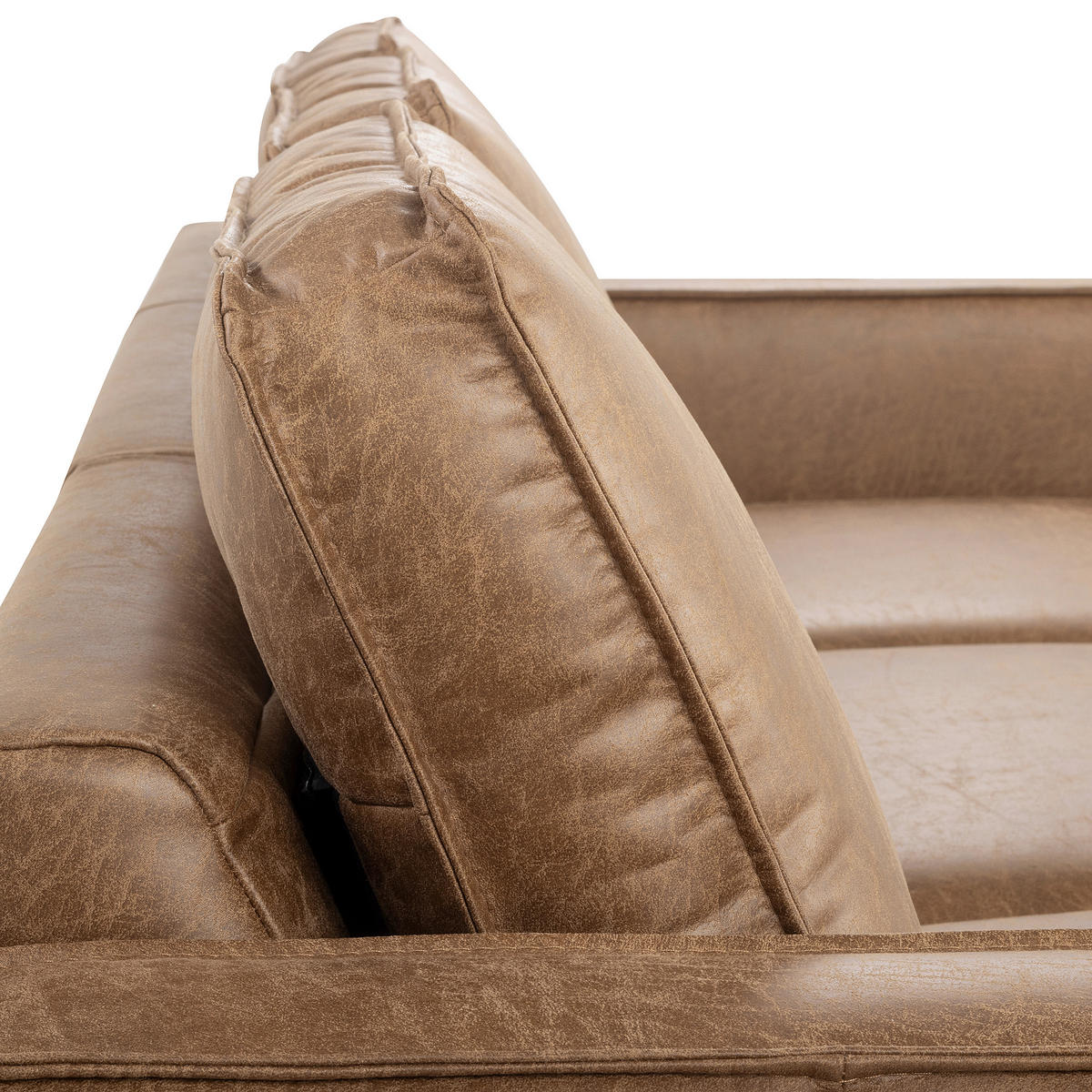 ECKSOFA Beige Echtleder Lederlook Rücken echt  - Beige, Design, Leder/Textil (166/238cm) - Livetastic
