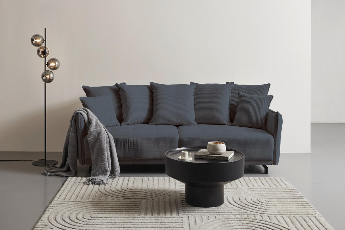 BIGSOFA in Cord Anthrazit  - Anthrazit/Schwarz, Design, Textil/Metall (226/91/103cm) - Carryhome