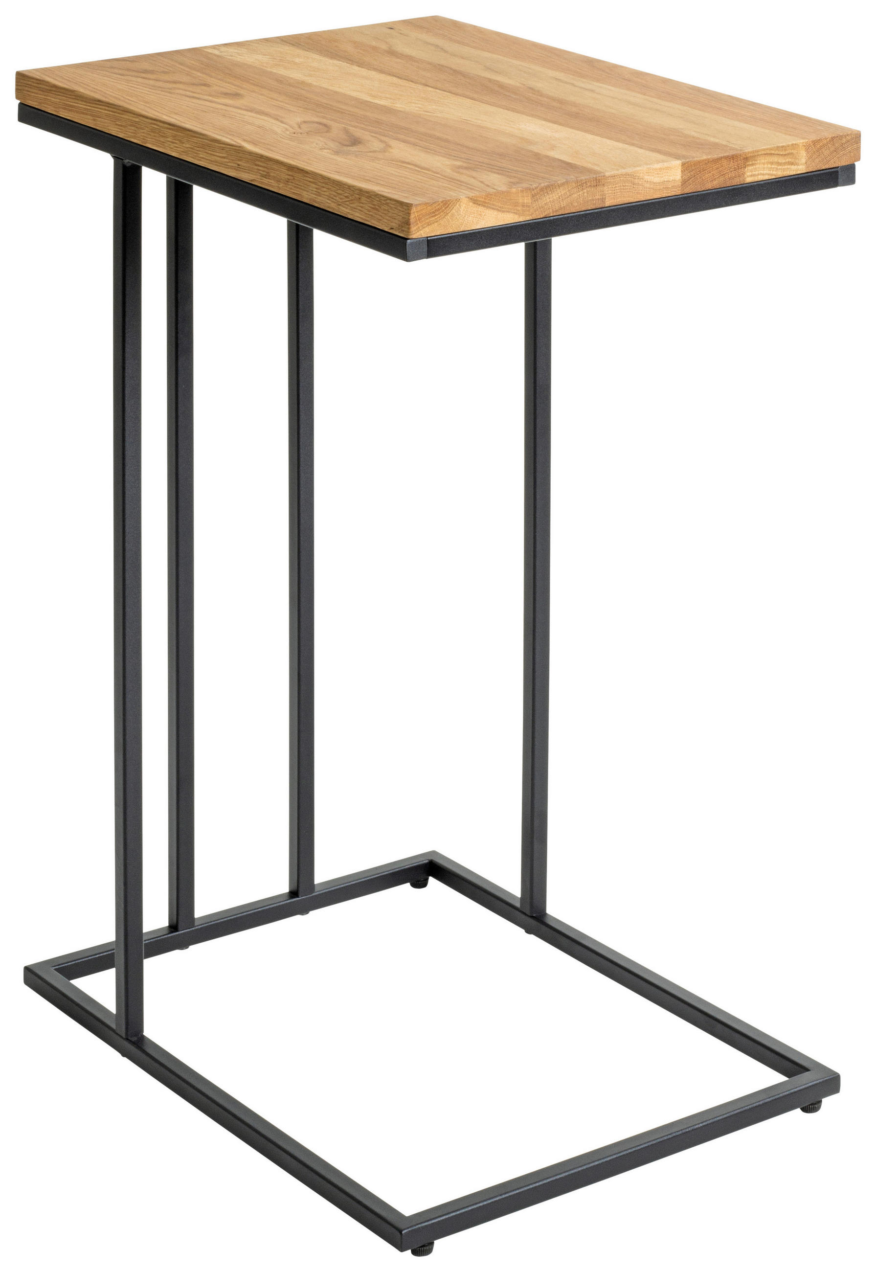 BEISTELLTISCH 35/46/68 cm Eiche Hartholz Schwarz, Eichefarben rechteckig  - Eichefarben/Schwarz, Trend, Holz/Metall (35/46/68cm)