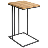 BEISTELLTISCH 35/46/68 cm Eiche Hartholz Schwarz, Eichefarben rechteckig  - Eichefarben/Schwarz, Trend, Holz/Metall (35/46/68cm)