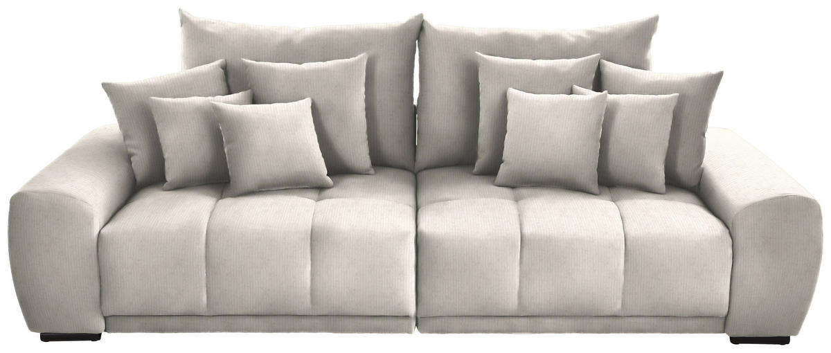 BIGSOFA in Feincord Creme  - Creme/Schwarz, Konventionell, Holz/Textil (280/67/120cm) - Carryhome