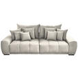 BIGSOFA in Feincord Creme  - Creme/Schwarz, KONVENTIONELL, Holz/Textil (280/67/120cm) - Carryhome