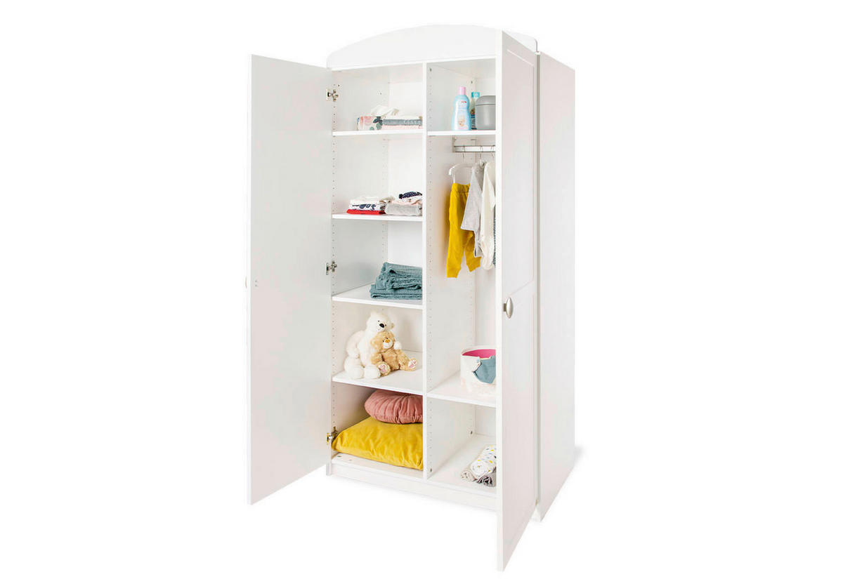 BABYKLEIDERSCHRANK PINOLINO LAURA  - Alufarben/Weiß, Trend, Holzwerkstoff/Kunststoff (91/192/57cm) - Pinolino