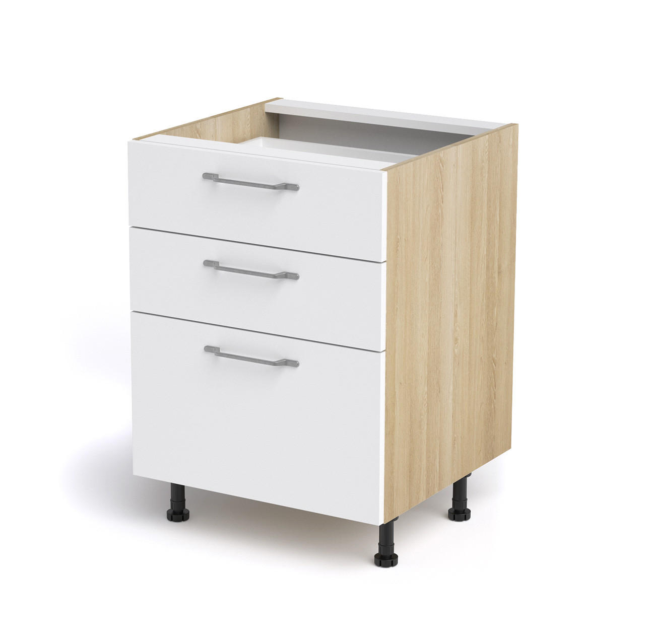 SPODNJA OMARICA S PREDALI - barve jesena/bela, Basics (60/87/56cm) - Stylife